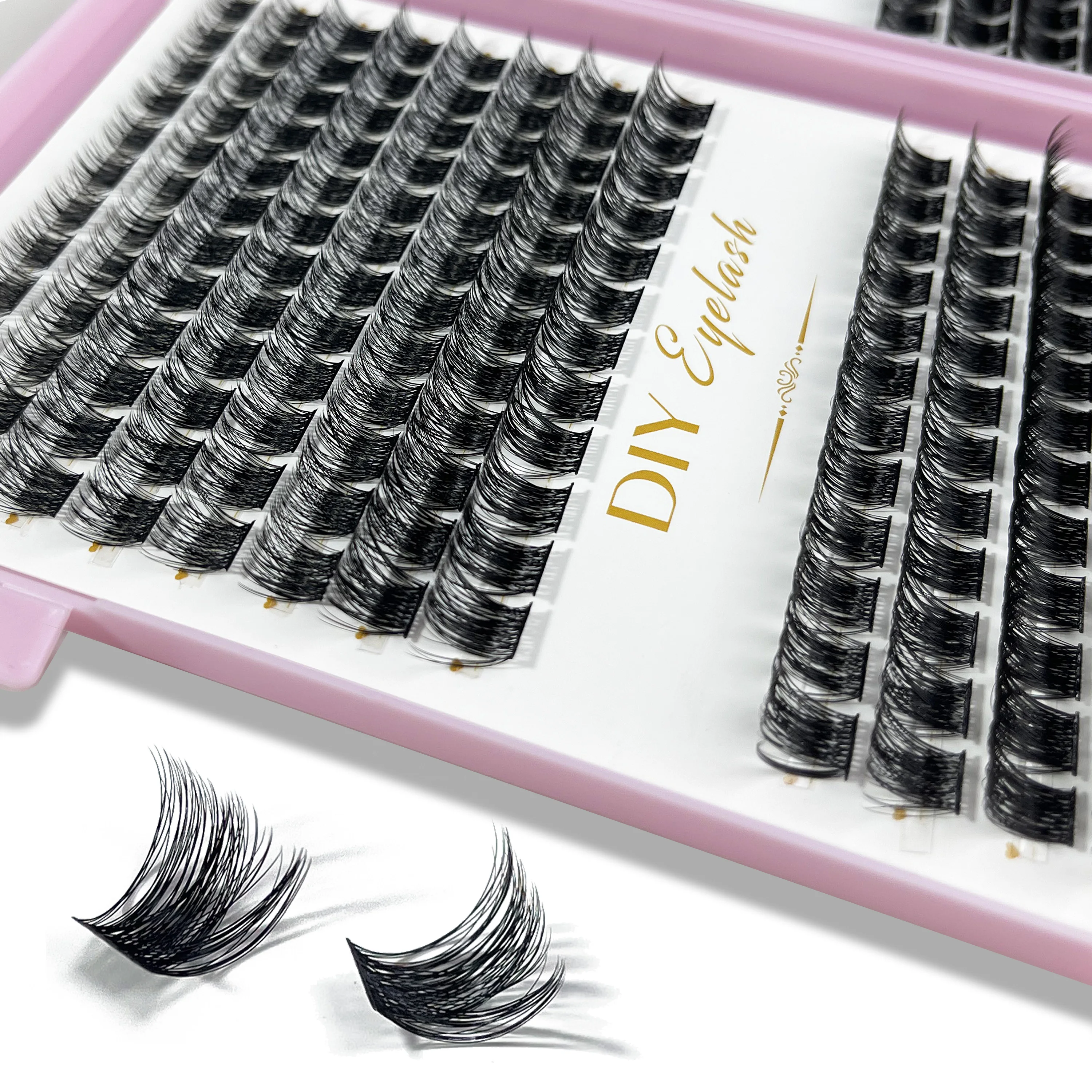 384 Uds grupo de pestañas postizas de visón sintético extensión de pestañas naturales 8-16mm mezclado DIY grueso Individual herramienta de maquillaje en racimo de pestañas