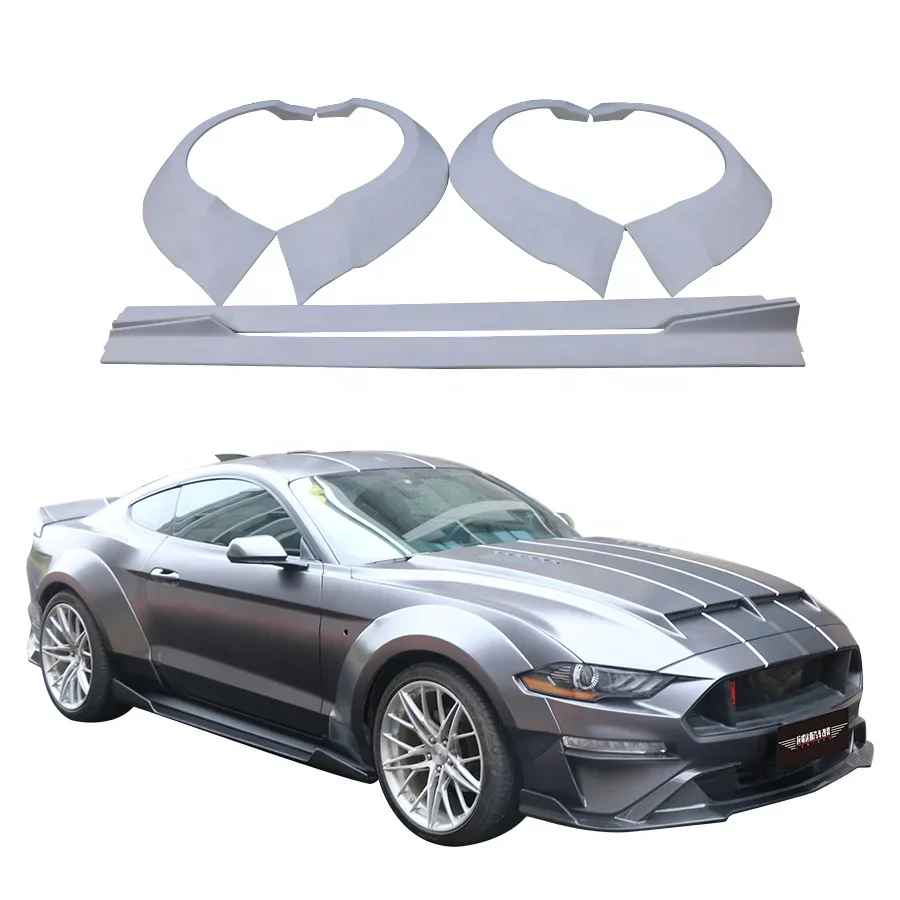 

Wheel Eyebrow For Ford Mustang 2018-2023 Fender Flares Side Skirts Rocker Panels Wide Body Kit