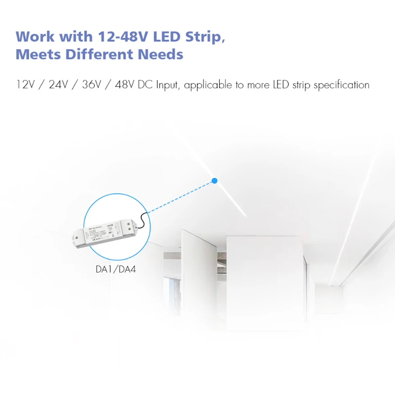 DALI LED Dimmer DC 12V 24V 36V 48V Constant Voltage DALI-2 Certied PWM Digital Dimming For Single Color LED Strip 4 CH Dimmer