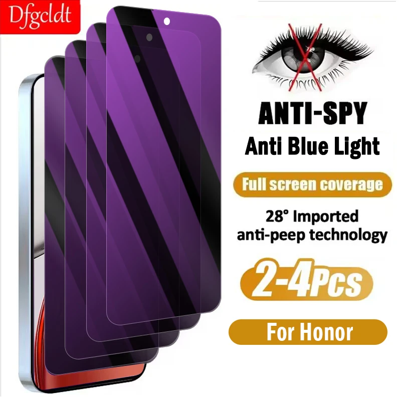 

2-4Piece Anti Blue-ray Privacy Screen Protector for Honor X9d X8d X7d X8c X7c X5c X8b X7b X6b X5b Plus Protective Tempered Glass