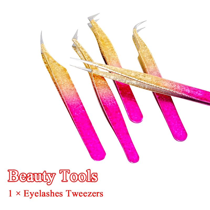 まつげエクステピンセット グラデーションカラー ステンレス製 まつげピンセット 高精度 静電気防止ピンセット まつげエクステツール