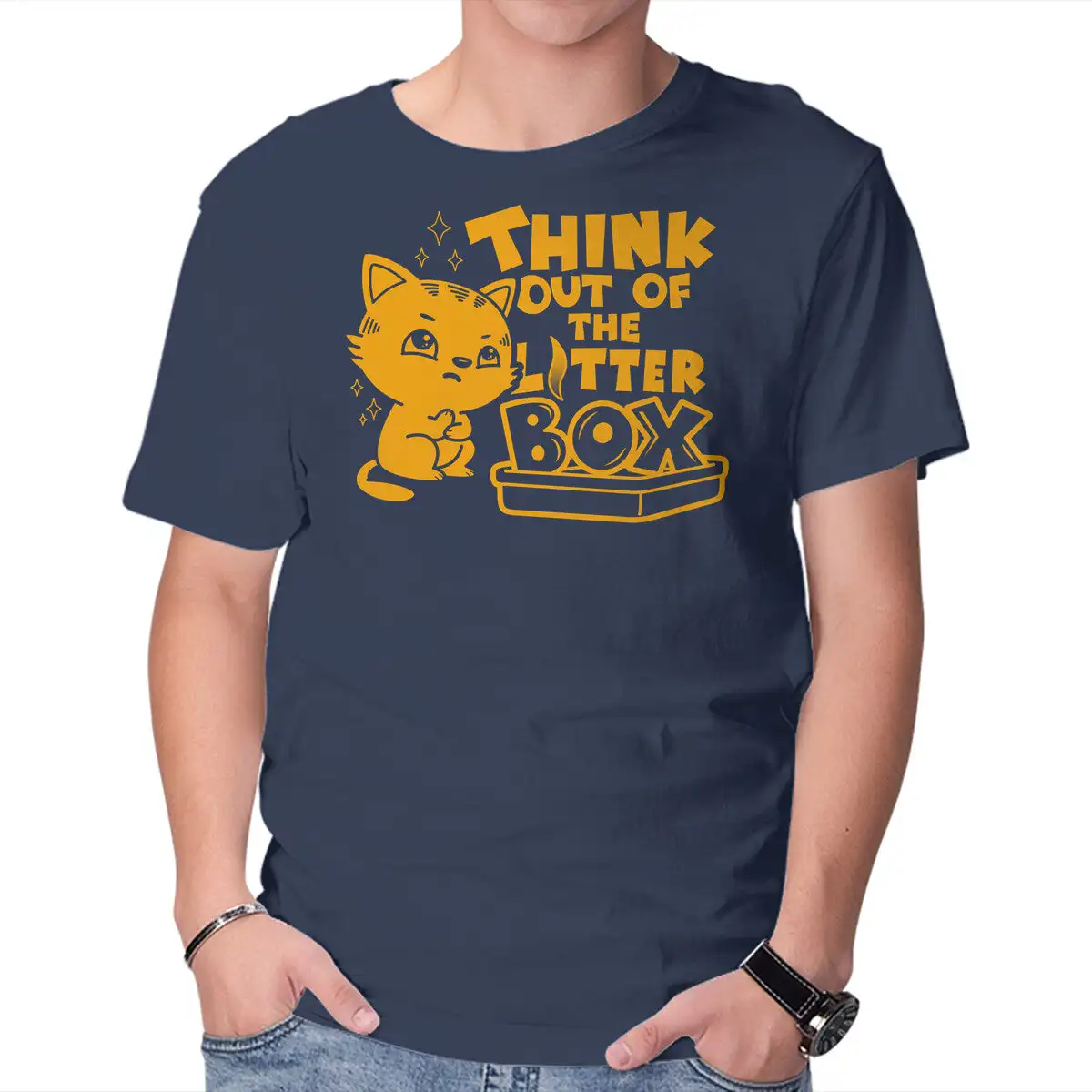 Think Out Of The Litter Box Anime Graphic T-shirts for Men Clothing Women Short Sleeve Tees Vintage High Quality 100%Cotton