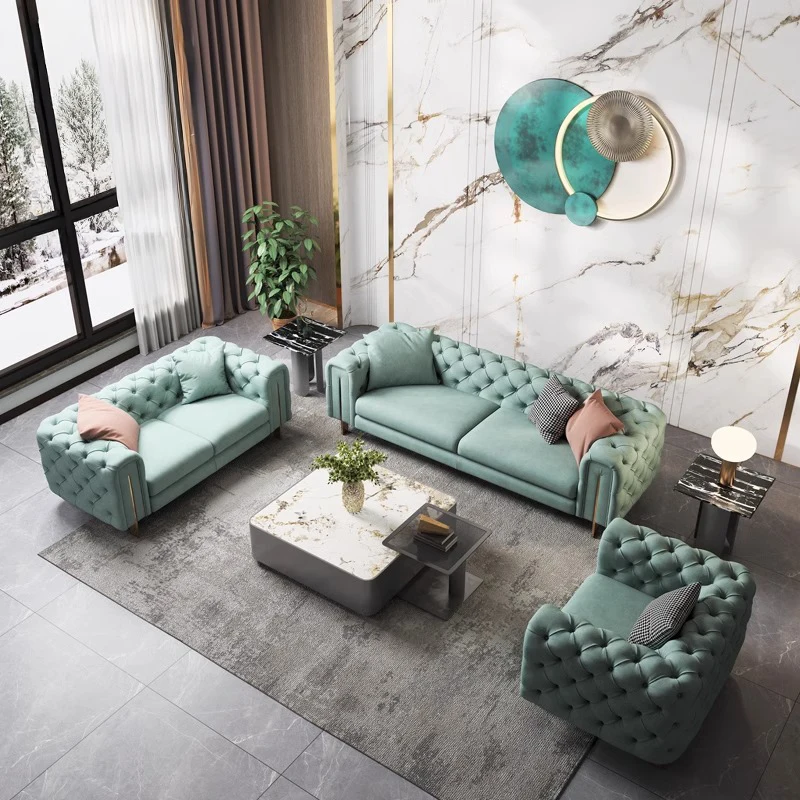 Modern light luxury fabric single sofa, Italian ultra-simple cowhide straight row noble size living room leather sofa