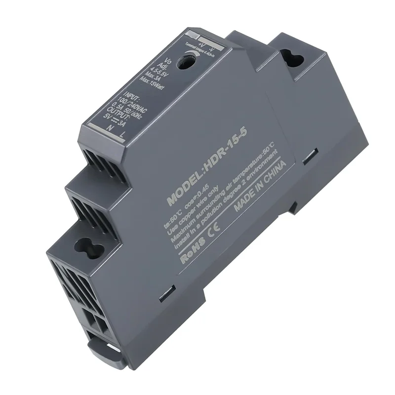 

ABKS-DIN Rail Power Supply Transformer 5V DC 3A 15W, 100-240V AC 50/60Hz Input For Home& Industrial Automation