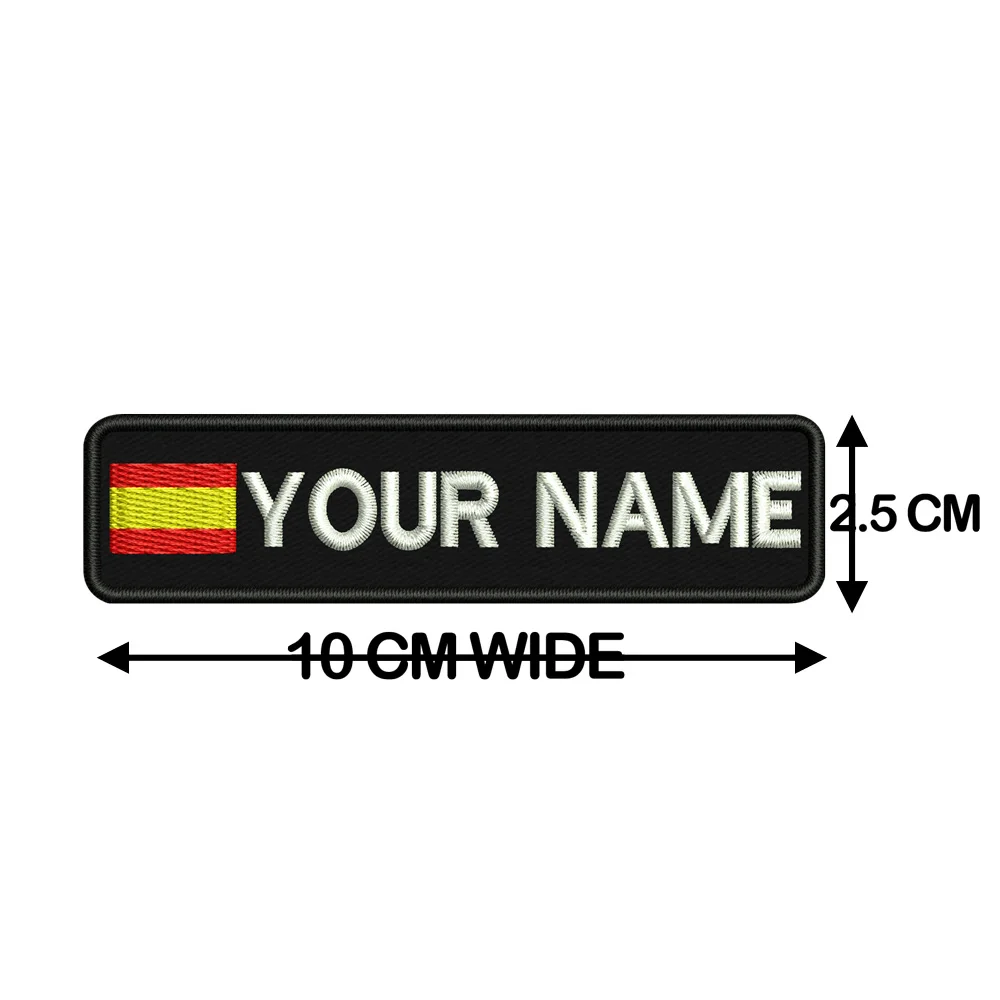 Custom ES Flag Name Tags Patch, ferro bordado no apoio do gancho