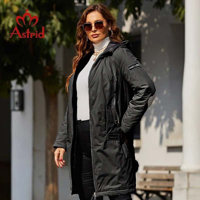 Aster D-Parkas acolchadas con capucha para mujer, abrigos de talla grande, chaqueta de moda, prendas de vestir exteriores acolchadas de Color de contraste, primavera 2022, AM-9713