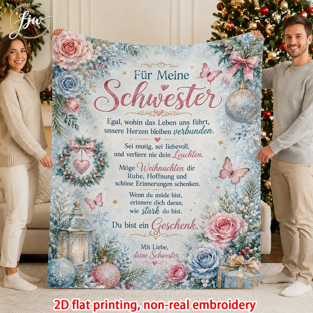 1pc Personalized Christmas Throw Blanket with Heartfelt Family Messages, Warm Holiday Decor Gift for Loved Ones