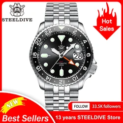 Steeldive Top Gloednieuwe Aankomst Sd1994 200M Waterdichte Superlichtgevende Keramische Bezel Nh34 Gmt Automatische Chronograaf Duikhorloges