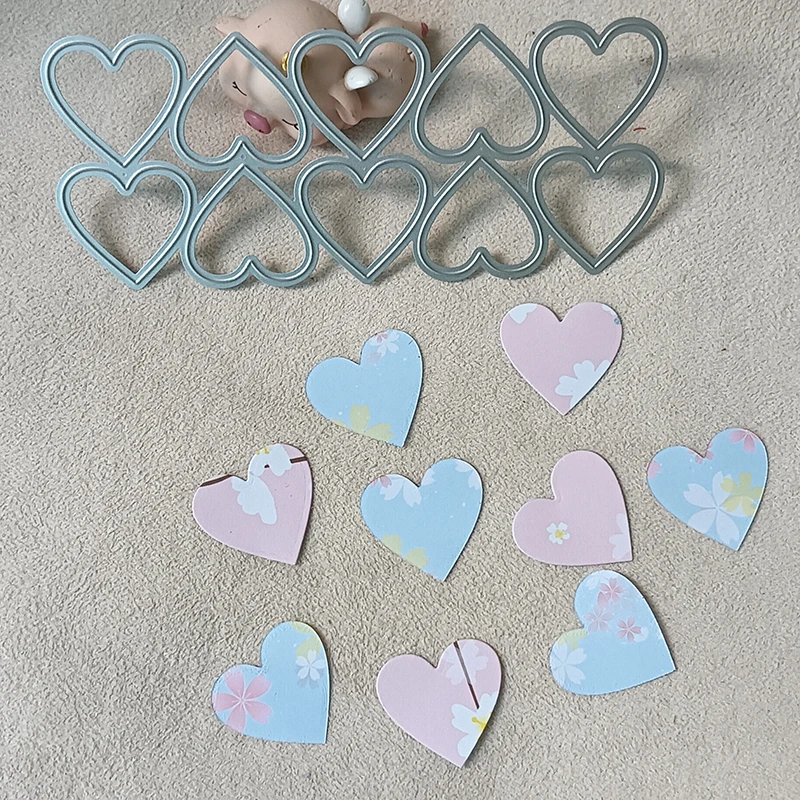 New 10 pcs Heart-shaped peach cutting die mould scrapbook decoration embossed photo album decoration card making DIY handicrafts