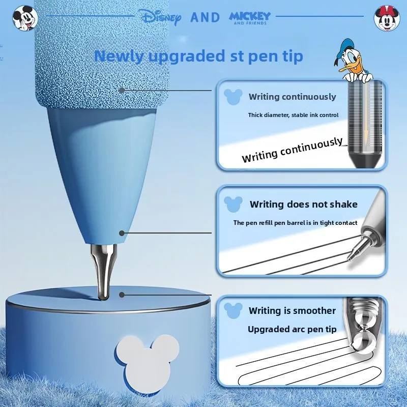 قلم ميكي ماوس يضغط قلمًا محايدًا كرتونيًا لطيفًا وقبضة ناعمة رائعة 0.5 مم قلم كتابة أسود ناعم وسريع الجفاف للطلاب #3
