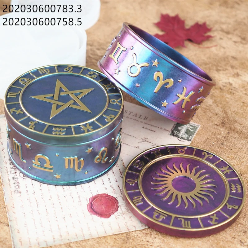 

DIY Epoxy Resin Crystal Glue Twelve Constellation Starry Sky Five-Pointed Star Storage Box Silicone Mirror Mold Resin