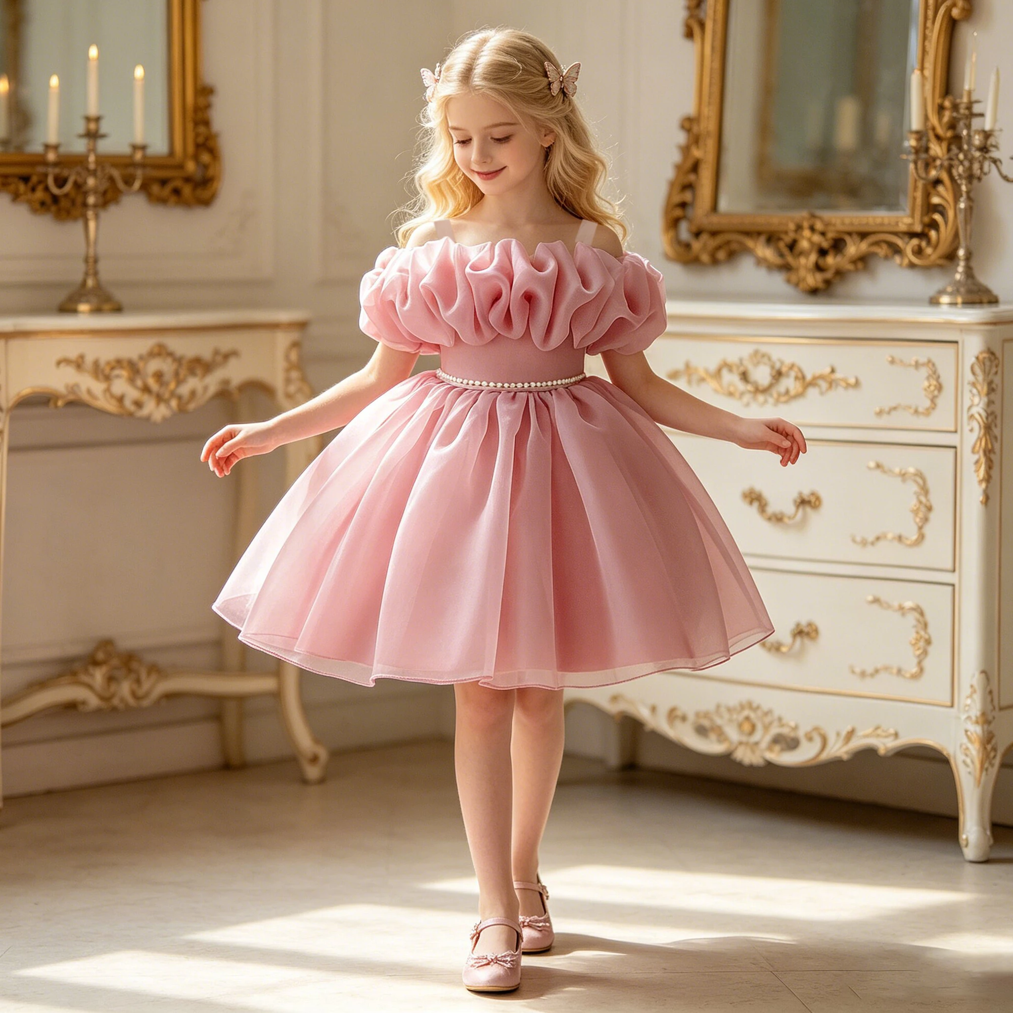 Fashion Bridesmaids Party Girls Dresses Elegant Flower Wedding Birthday Princess Prom Dress Girl Host First Communion Ball Gown