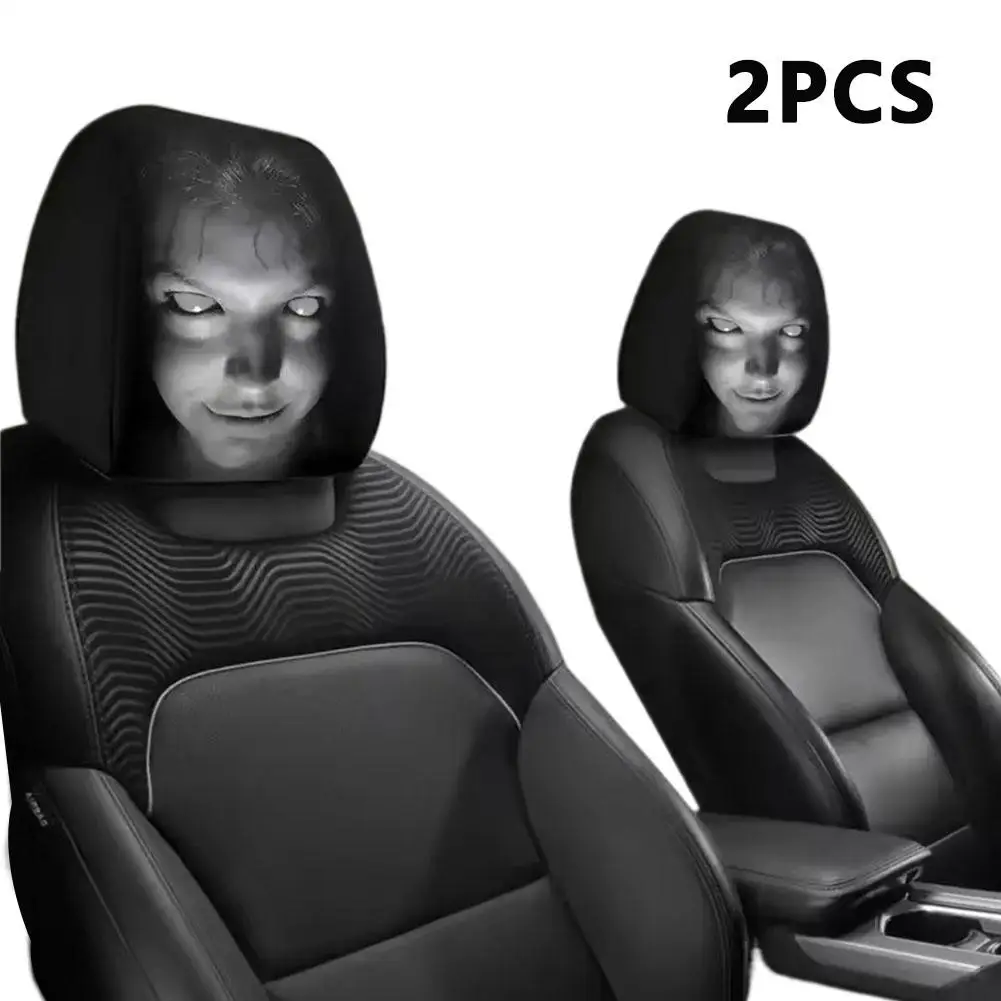 2 Stück Horror-Gesichts-Autositzbezüge aus weichem Polyester, waschbar, staubdicht, schützende dekorative Hülle, universeller Autositzbezug