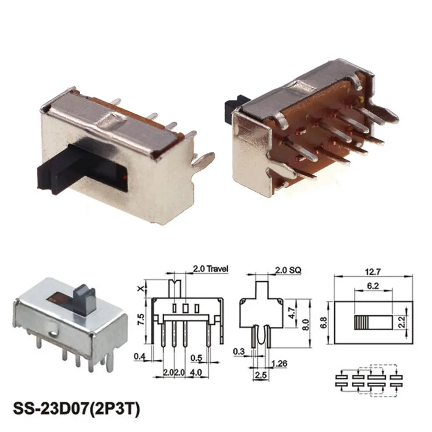 Cltgxdd 10PCS SS 12D00 Slide Switch Slide Gear Fluctuation Band 2/3 File Single Double Horizontal Mini Horizontal Power Supply