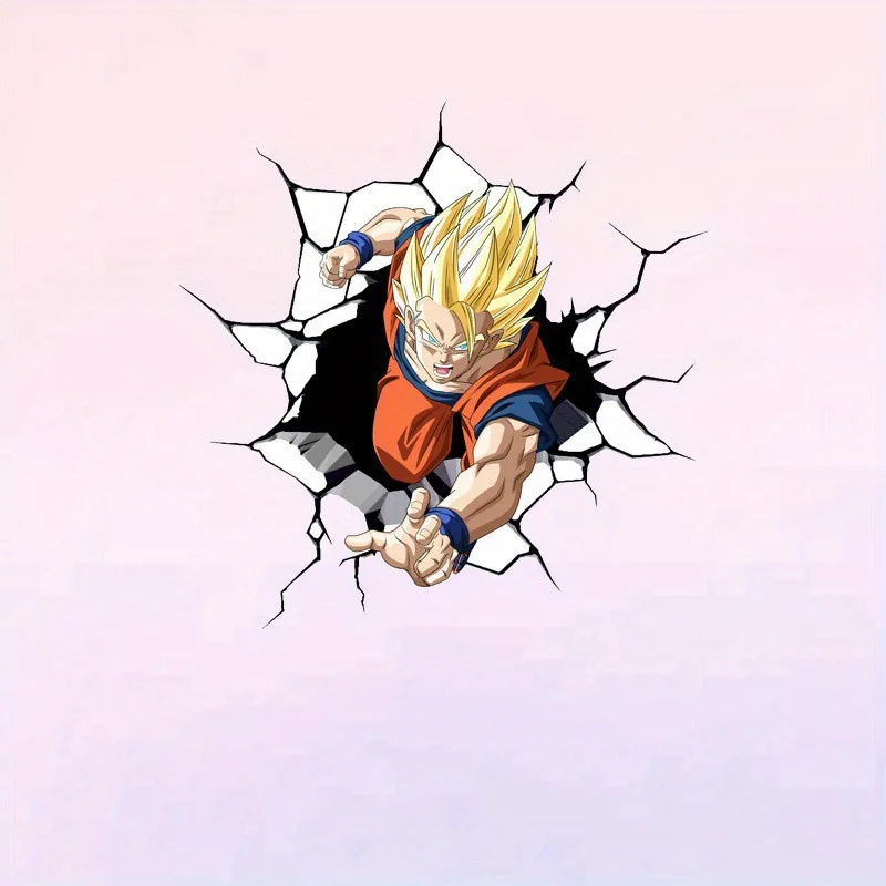 13x13cm Dragon Ball Z Exquisite Series Sayajins Goku Broli Realistic Funny Breaking The Wall and Getting Out of The Car Sticker