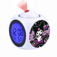 Sanrio Hello Kitty Kurome Melody Alarm Clock Growing LED  Projector Digital Light PVC Action Figure Toys for Kids Birthday Gifts