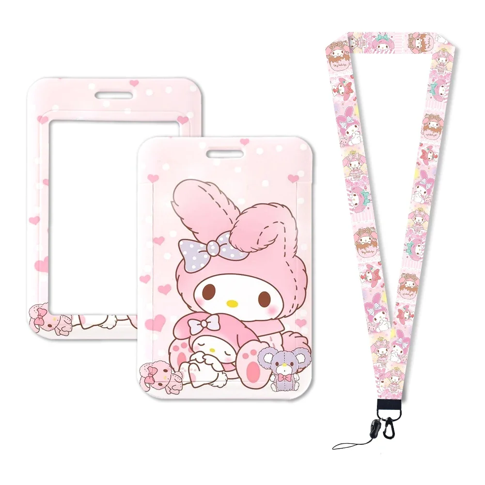 Cute Sanrio My Melody ID Badge Card Holder Lanyard  Girls Door Card Case Neck Strap Credit Card Holder Credentials Accessories