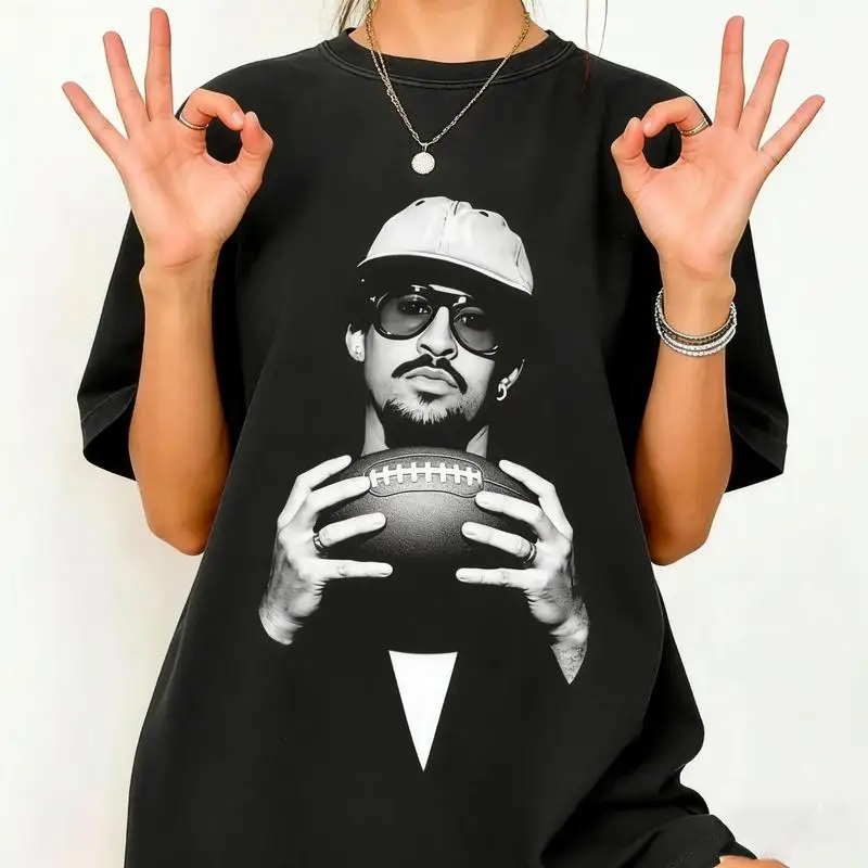 Bad Bunny & Super Bowl Rugby graphic 100%cotton unisex shirt 2026 Summer New O-neck Men's Y2k retro Short Sleeve Tshirt fan gift