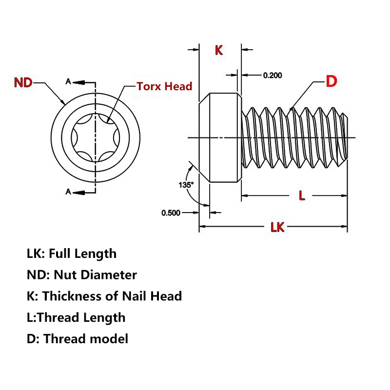 8 Sets/lot Fit for 5MM Hole CNC Stainless Steel Knife Handle M4 Thread T8 Torx Head Locking Screws Spindle Rivet Lock Bolt Nail