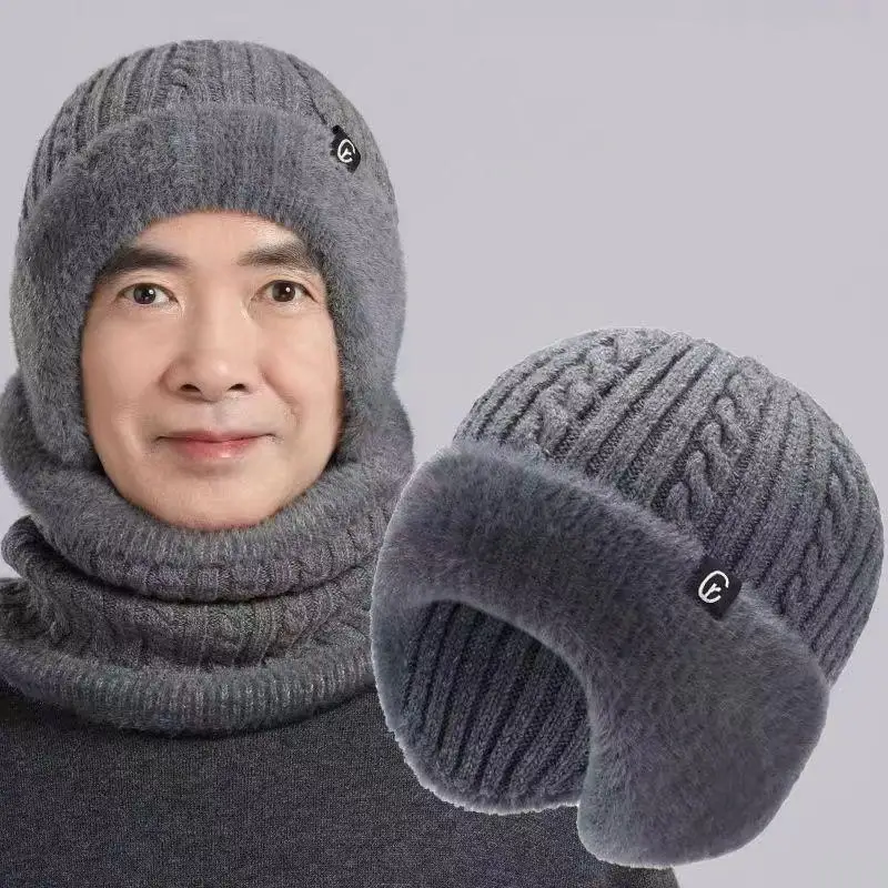 Gestrickte Biker-Mütze für Herren, Warmer Ohrenschutz, Fahrrad-Outdoormütze, Winddichte Kälteschutzmütze für Herbst und Winter, Tägliche Bekleidung für Ältere – Detail 5