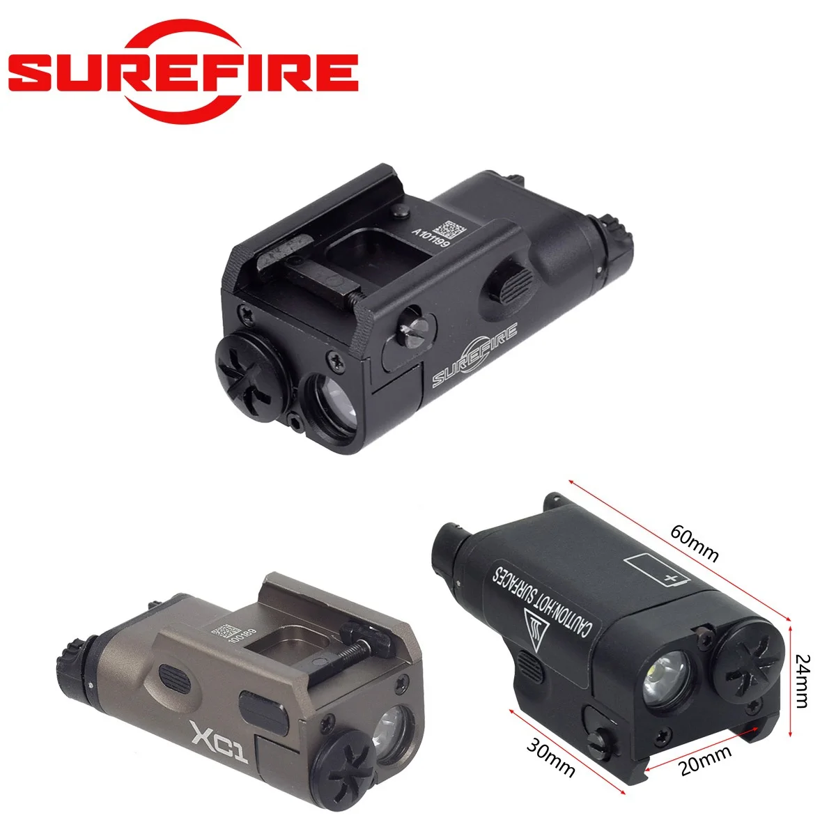 

Тактический фонарь SureFire XC1 из металла, светодиодный, для Glock 17, 18, 19, подвесной, для охотничьего оружия, с креплением на 20-мм планку