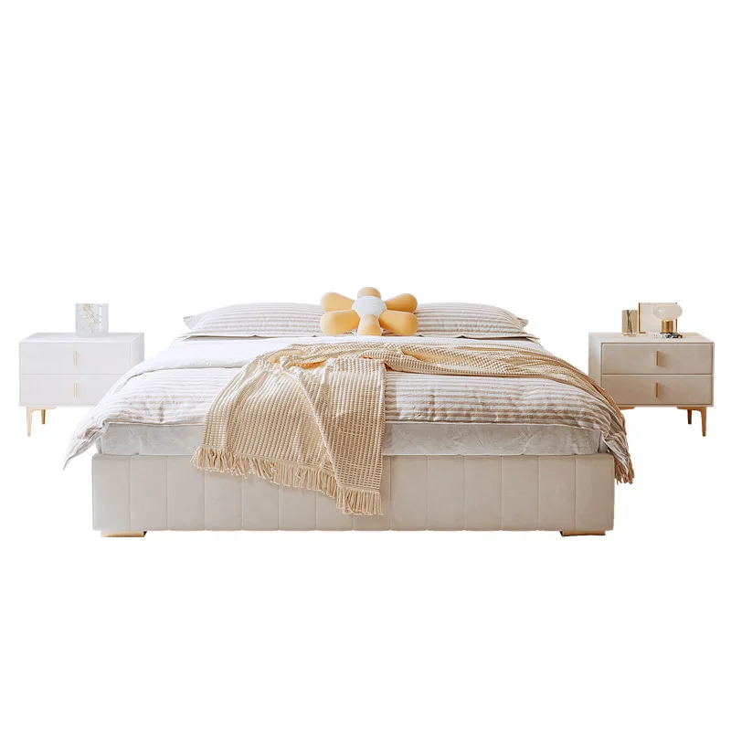 

Nordic, light luxury, no bedside bed, modern, simple, creamy style, no backrest, floor