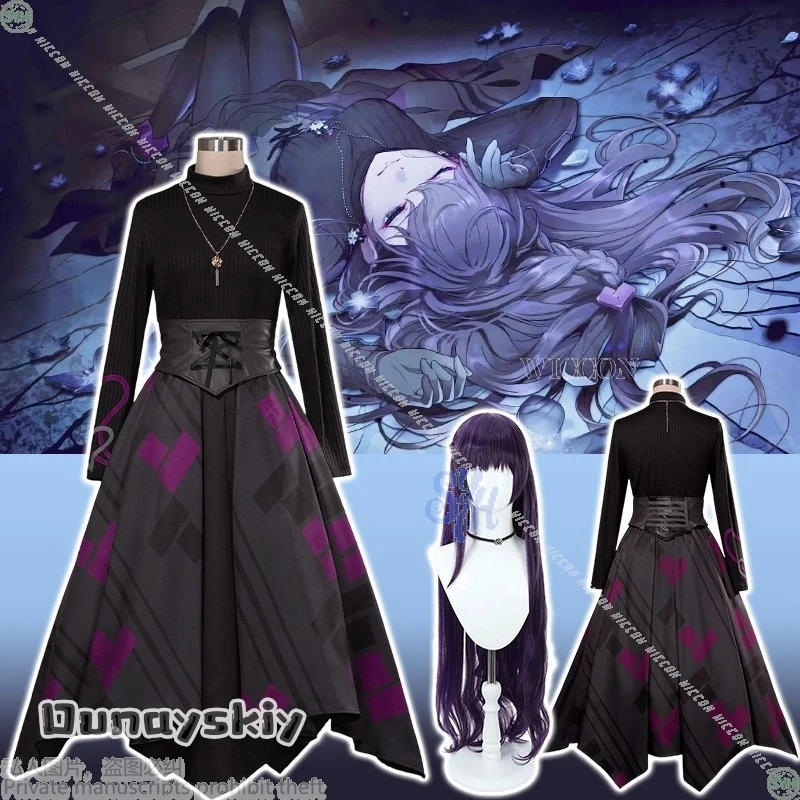 

{NinoNiko}Anime Game Project Sekai Cosplay Asahina Mafuyu Costume ヴィラン Idol Stage Autumn Goth Skirt long-sleeved Shirt Lolita