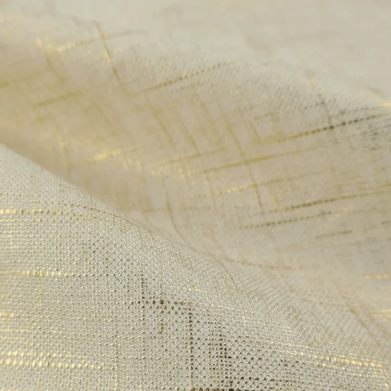 Vintage Gold Foil Check Coating Linen Fabric Skin Friendly Wrinkle Resistant Trench Coat Jacket Pants Tablecloth Spring Autumn