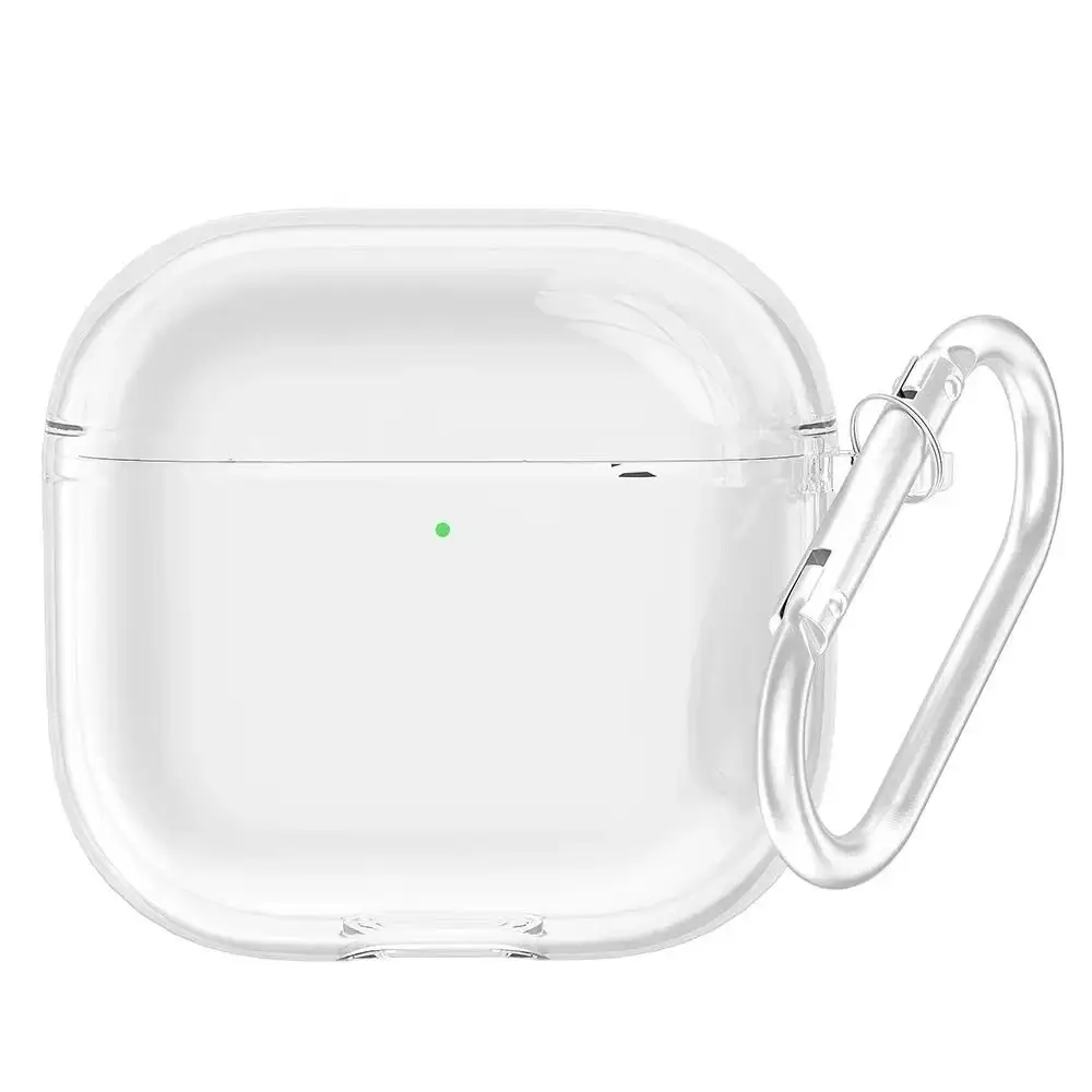 Coque de protection transparente en TPU souple avec crochet, coque transparente antichoc, coque anti-rayures pour AirPods 4