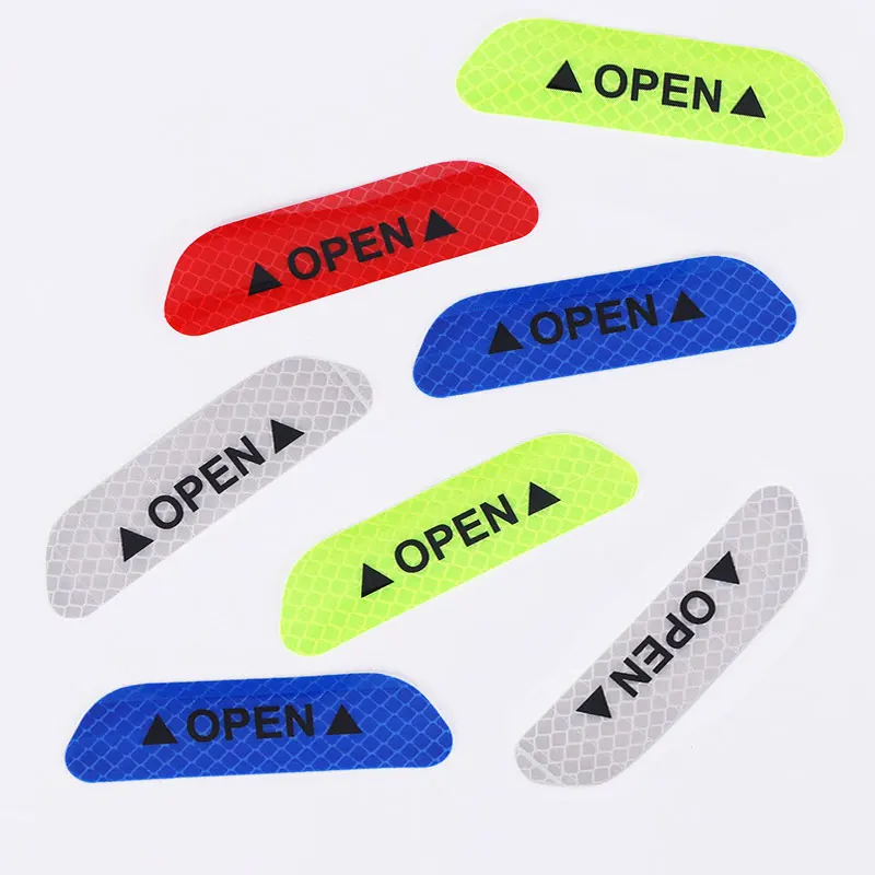 4 unids/set pegatinas reflectantes para puerta de coche cinta de advertencia marca de conducción nocturna iluminación de seguridad decoración luminosa piezas de automóvil