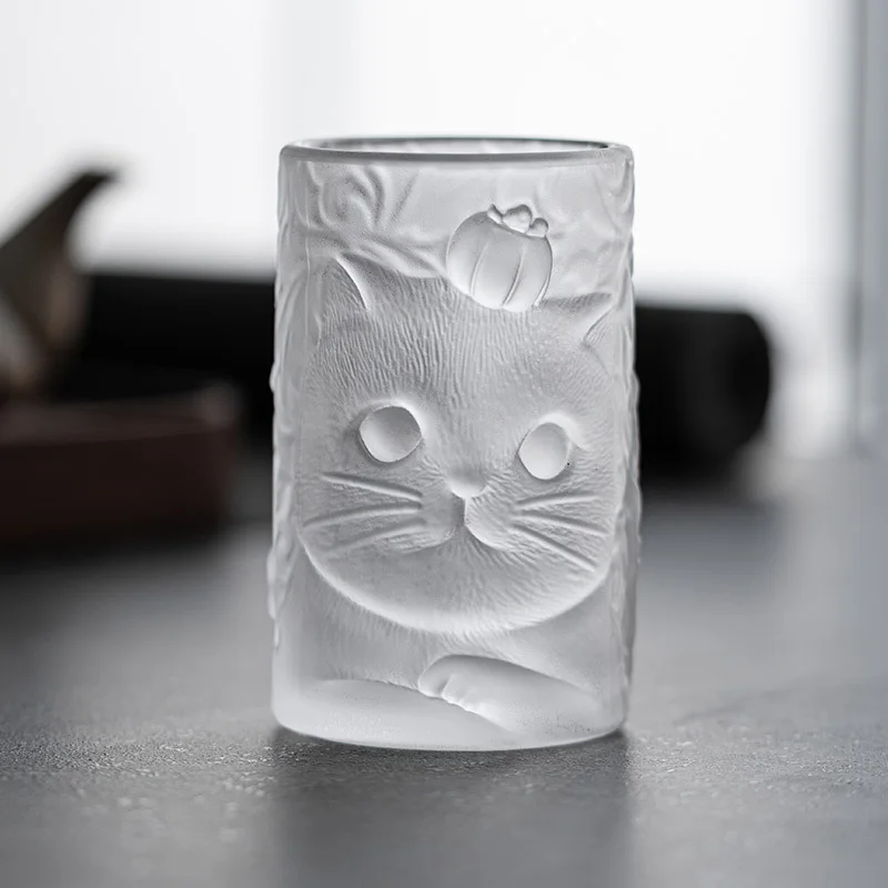 

Cute Cat Persimmon Glass Household Glass Tea Cup Drinking Cup Creative