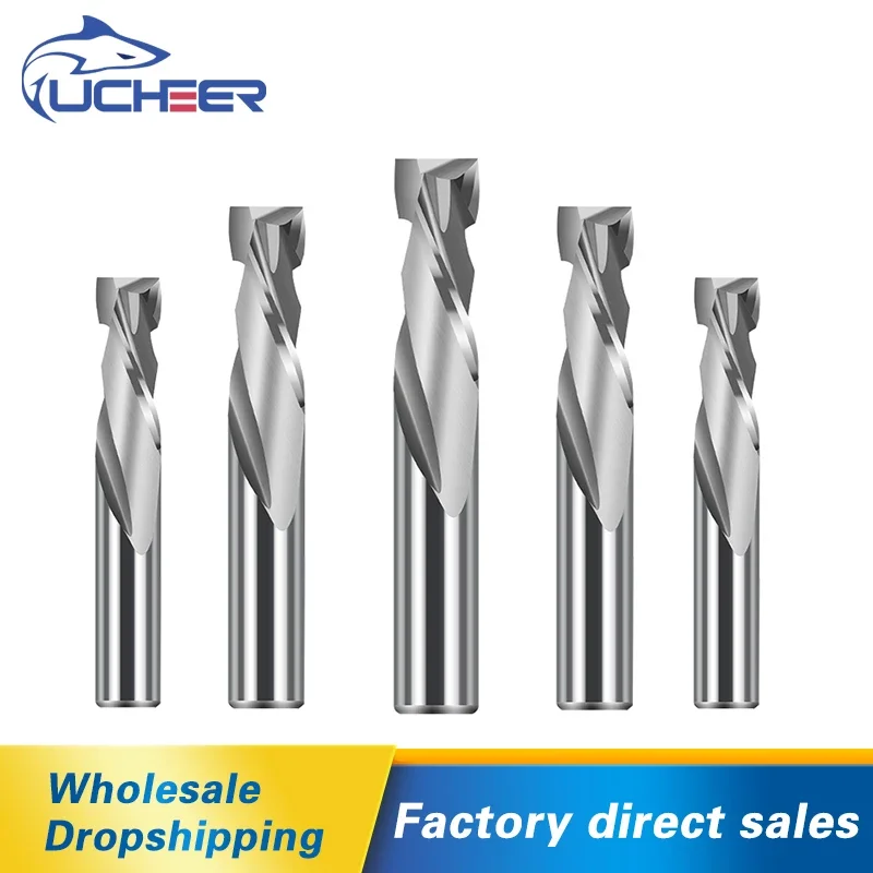 

UCHEER Compression Bit CNC 2lutes 3.175/4/5/6/8mm Spiral Carbide Mill Cutter Tool Wood End Mill Cutter Bits Woodworking