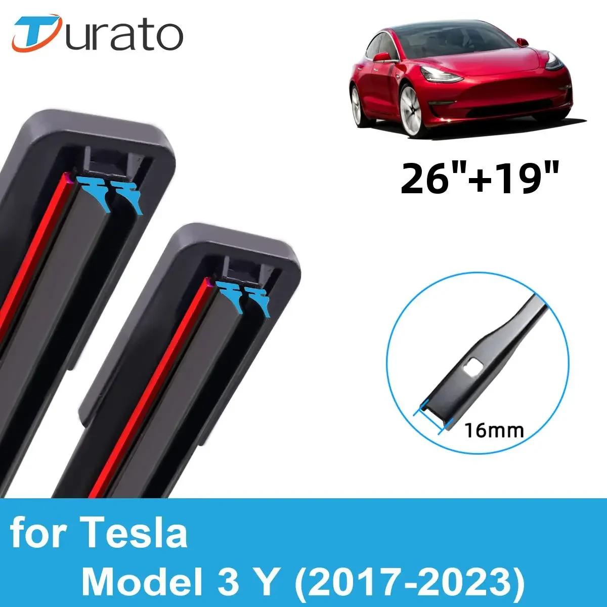 2PCS Car Wiper Blades for 2017-2023 Tesla Model 3 Y Front Windscreen Windshield Double Rubber Car Accessories 2021 2022 2023