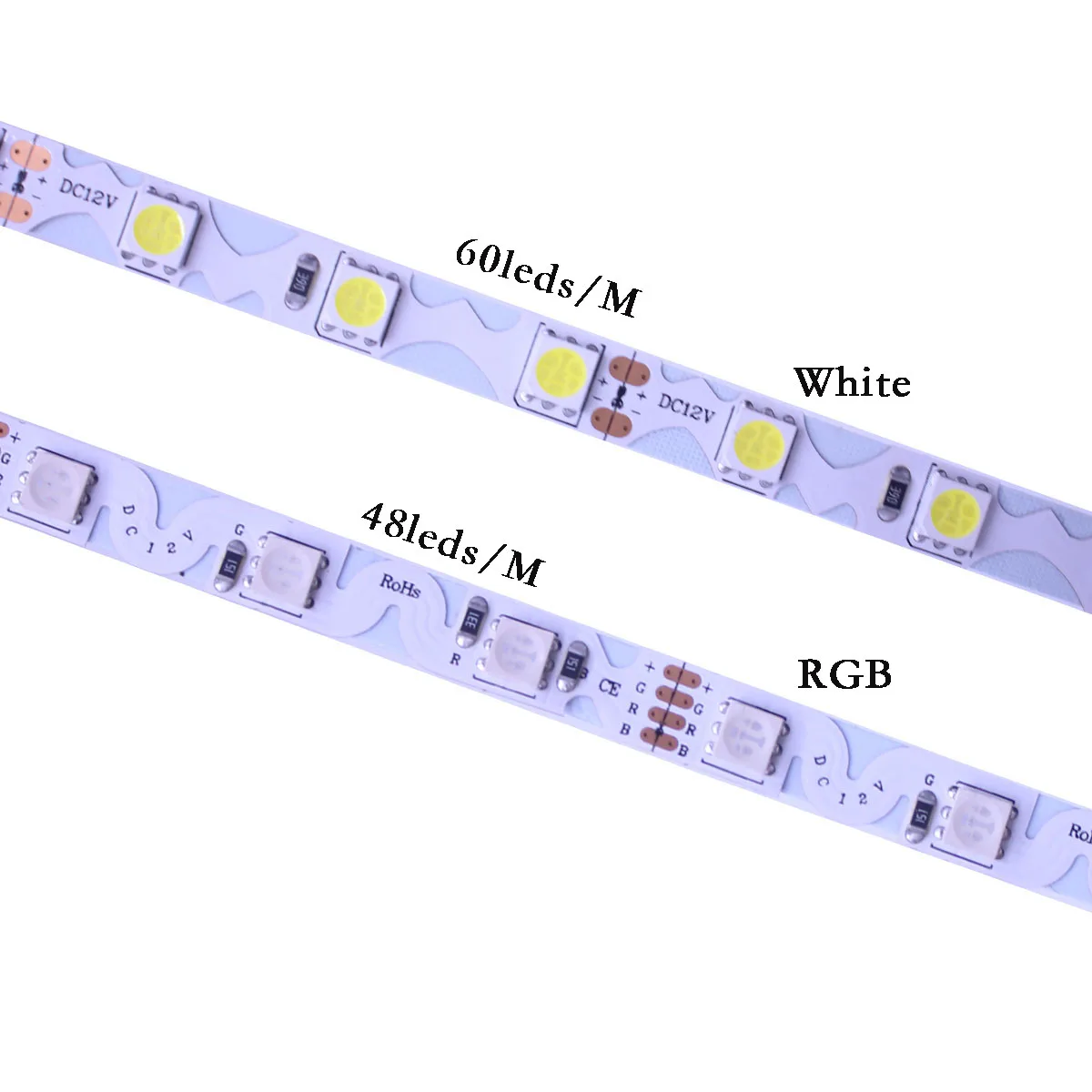 

Гибкая гибкая светодиодная лента S-образной формы, 5050 RGB, 48 светодиодов/м, 60 светодиодов/м, IP20, 12 В постоянного тока, 5 м/комплект