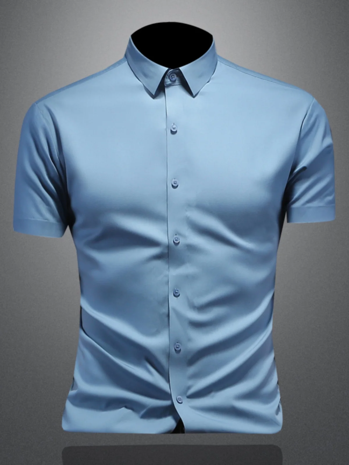 

Summer Thin Ice Silk ort Sve irt Men's Slim Fit Casual irt Elastic No Ironing Faionable Busin Casual irt