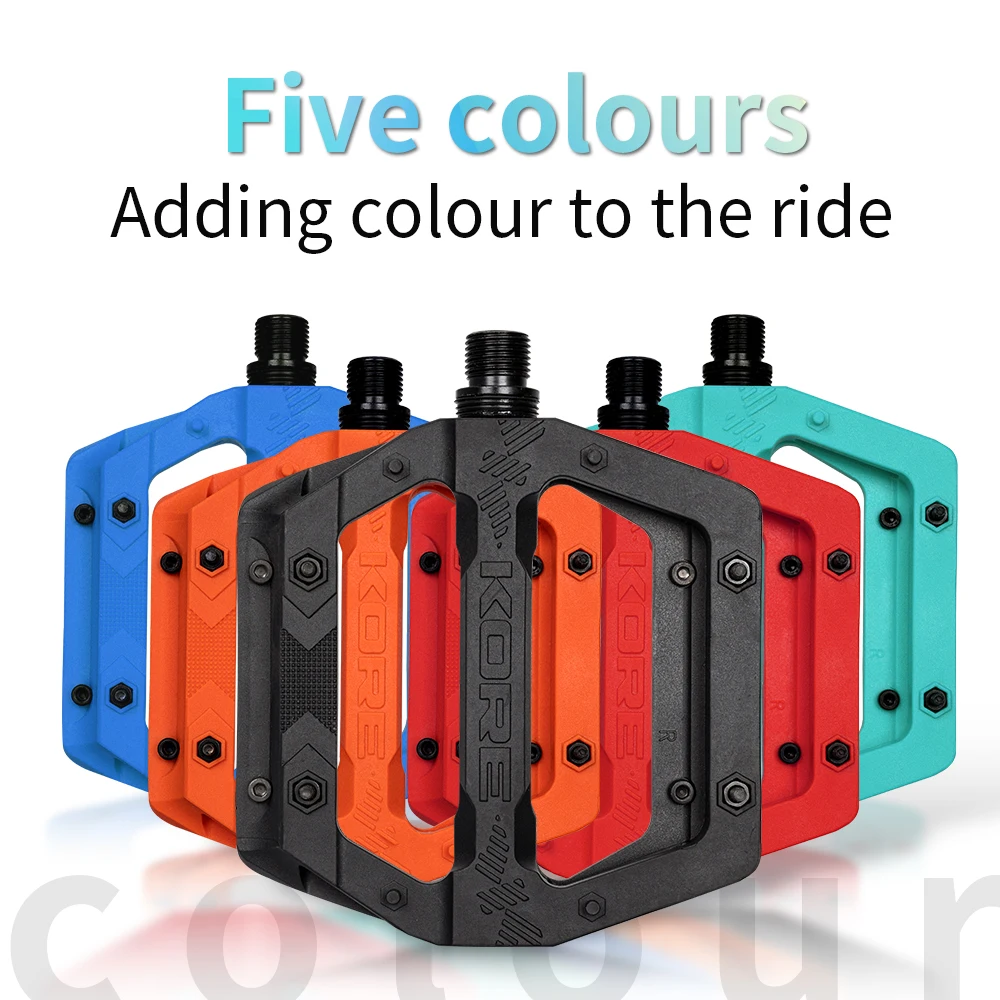 KORE Bicycle Pedals Anti-slip Ultralight Nylon 2-Bearing  Multicolour Footrest  MTB Road Standard Universally Accessory K613