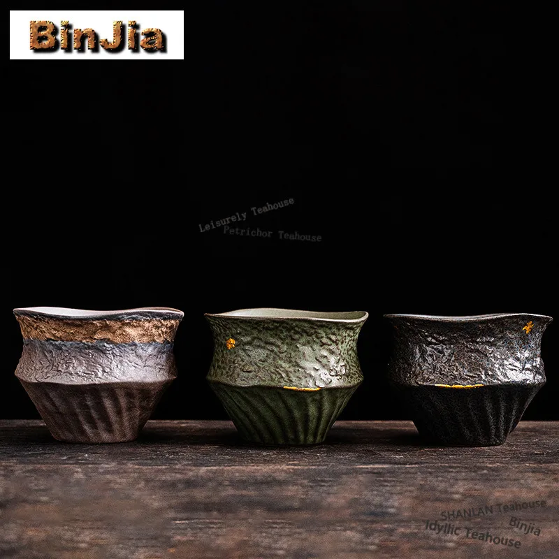 

600ml Gilding Iron Rust Glaze Jianshui Tea Cup Wash Tea Dust Cylinder Barrel Water Washing Slag Tank Household Chaxi Decoration