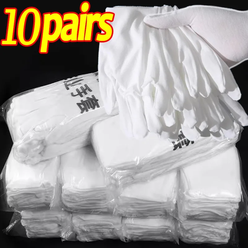 

10pairs White Cotton Work Gloves Dry Hands Handling Film SPA Gloves Ceremonial High Stretch Soft Gloves Household Cleaning Tools