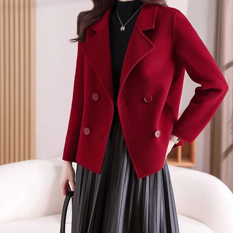 Jacket 2025 Autumn Winter New Woolen Coat Women\'s Fashion Foreign Jackets Slim Suit Collar Short Outerwear Female Overcoat