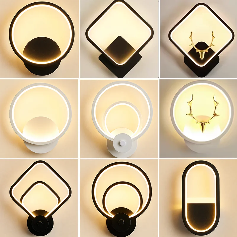 3 Colors LED Wall Lamp 110v 220v Modern Square Round Aluminium Decor Light For Bedside Living Room Hallway Study