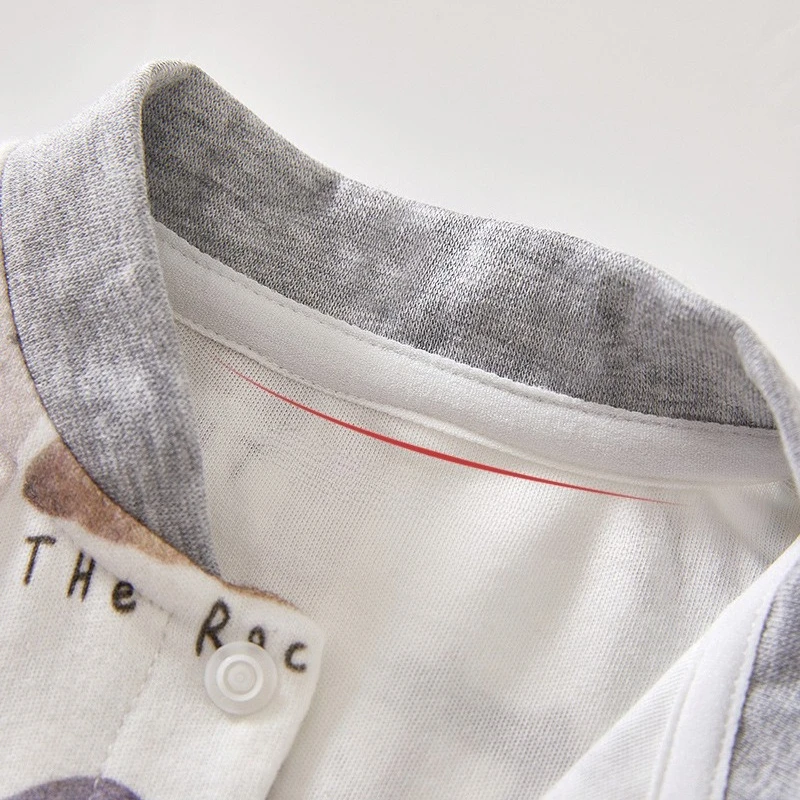 

Комбинезон из чистого хлопка с длинными рукавами для новорожденных на все сезоны, милый комбинезон с круглым вырезом и принтом для мальчиков, прогулочный комбинезон для девочек