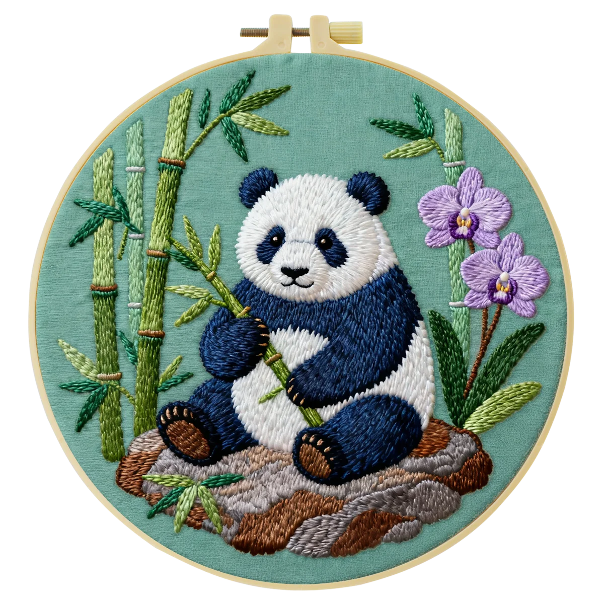 1 Stück 20X20CM/15X15CM 7,87/6,3 Zoll Panda-Stickerei-Starter-Kit DIY-Kit DIY-Stickerei-Set Handarbeiten Heimdekoration Malerei – Detail 2
