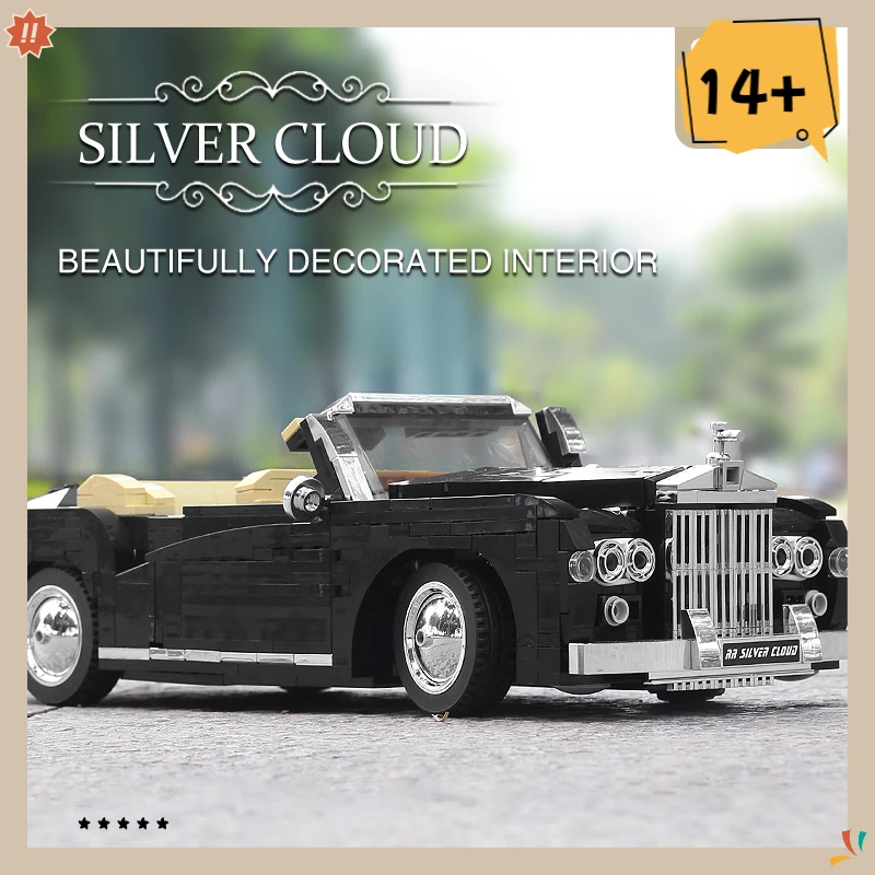 

Mould King 10006 Technical Car Toys The 1964 RR Sliver Cloud Building Block Assembly Oldtime Car Brick Set Kids Christmas Gift