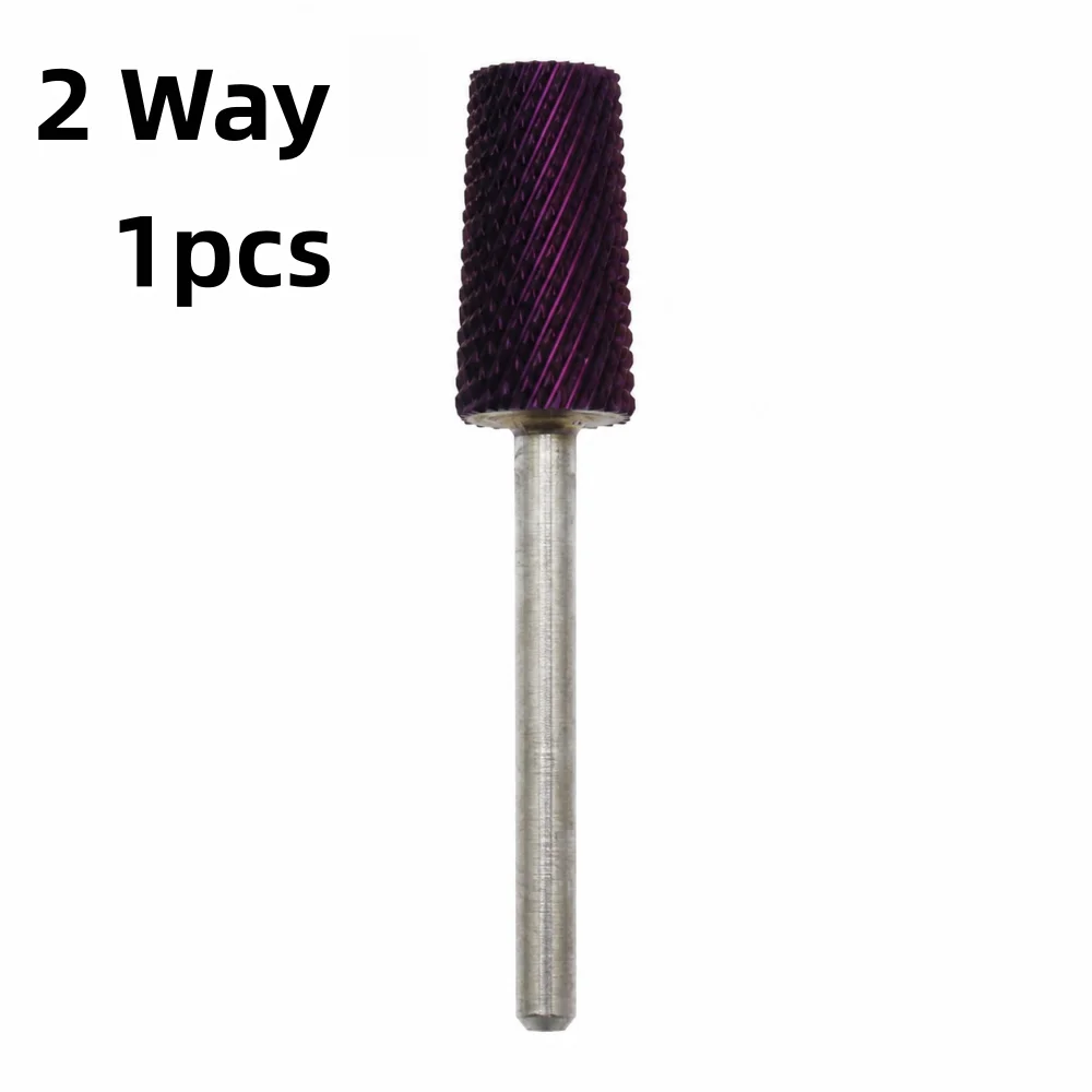 1Pc 2-Way Purple Coated Tungsten Carbide Nail Drill Bit 3/32" Shank  Barrel Burr for Gel Polish Acrylic Removal Manicur view 5