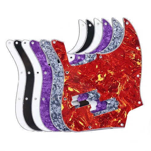 Imagen 2 del producto Golpeador de bajo de Jazz de 3 capas, piezas de guitarra de 10 agujeros para FD Top Jazz Bass con agujero de pastilla PB y tornillo de plata de 10 piezas, 1 pieza