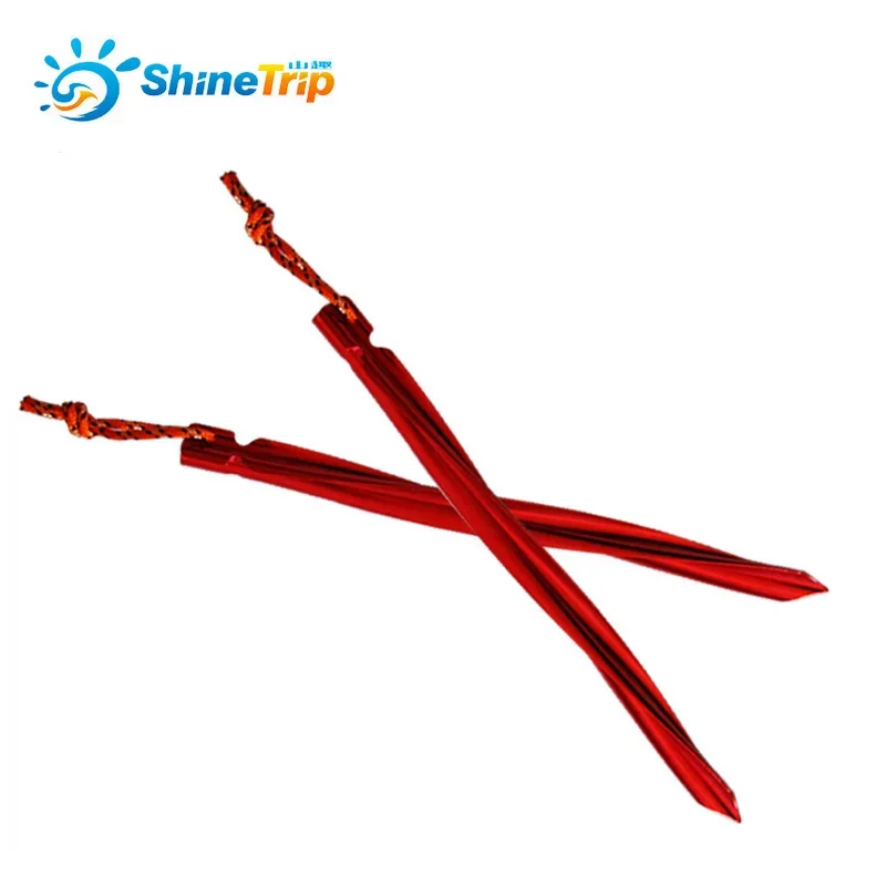 4 Shinetrip Hợp Kim Nhôm Vít Trigone Móng Tay Cắm Trại Sandbeach Xoáy Hình Lều Peg Có Dây Kéo Kèm Miếng 25cm