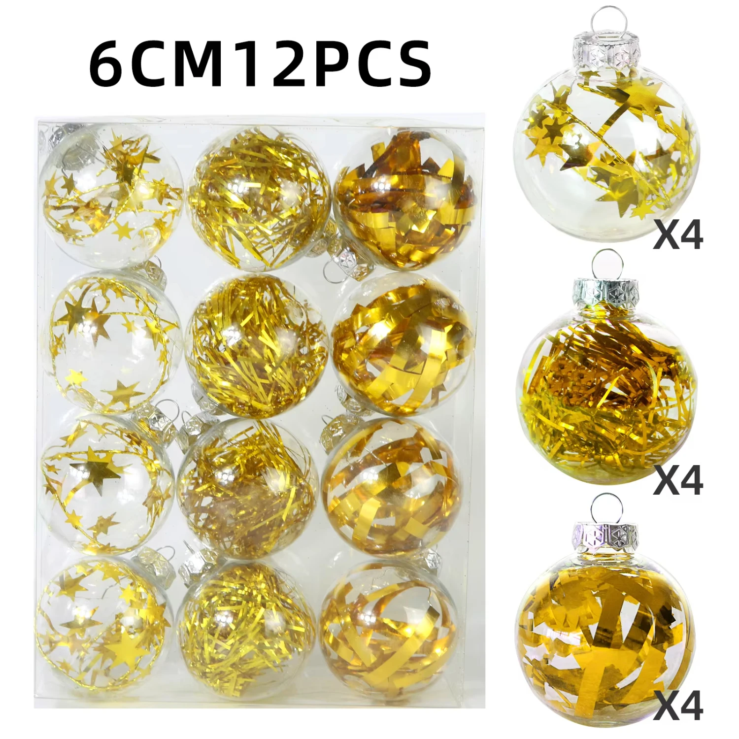 12 Uds bola colgante hueca PET bola de Navidad transparente adornos navideños para decoración navideña adorno de Navidad Grinchmas