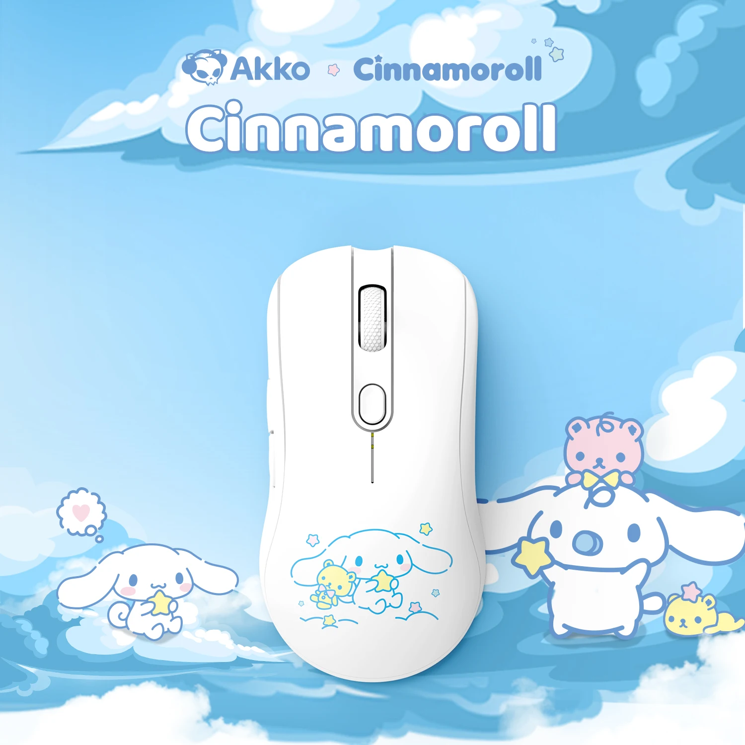 

Беспроводная мышь AKKO AG ONE Light Cinnamoroll, 500 мАч, Bluetooth 5.0 и 2.4G, двухрежимная, эргономичный дизайн, милый мультяшный аниме-подарок