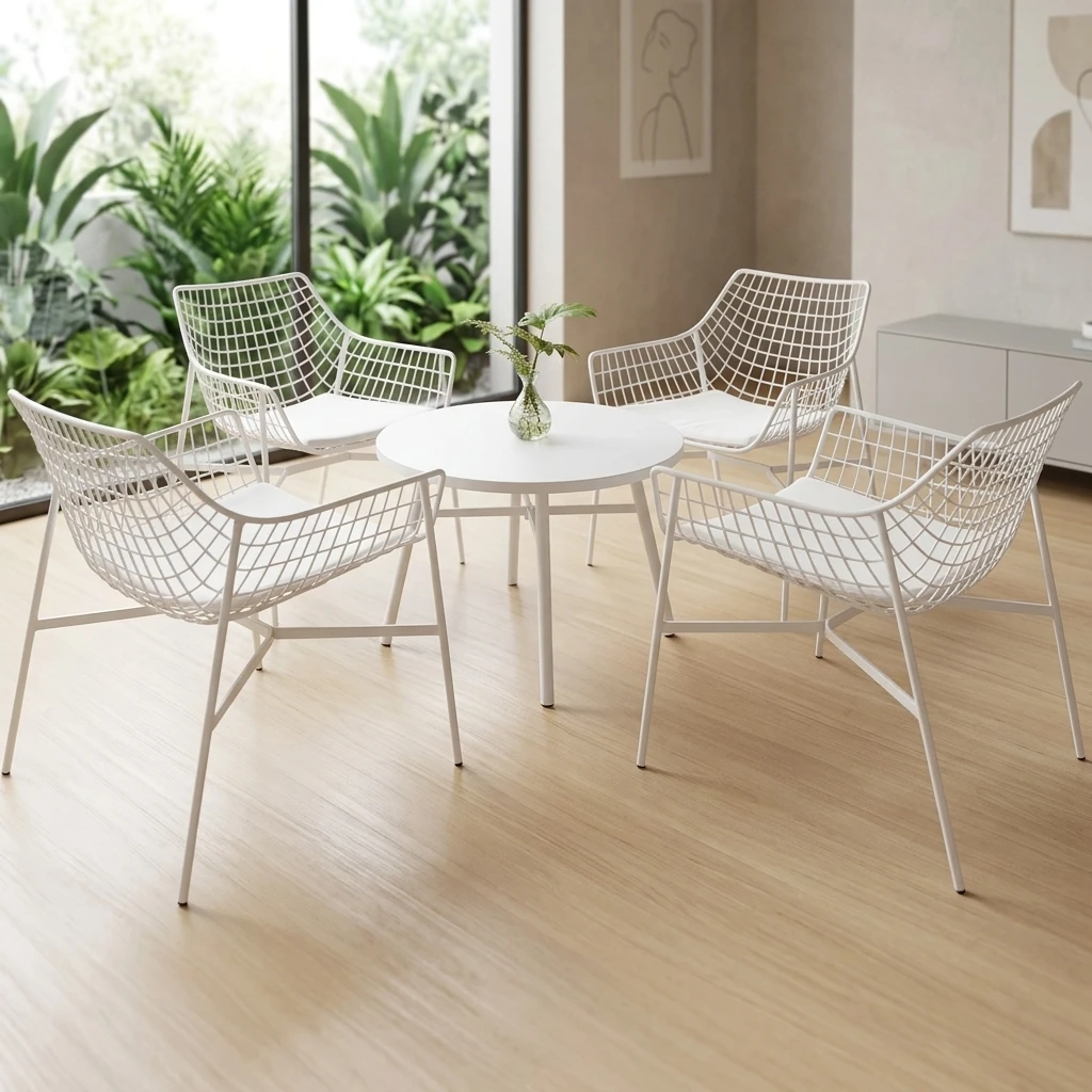 # Outdoor Metal Table Chair Umbrella Set Waterproof Sun-Protected For Courtyard Home Kitchen Hospital Leisure-for Balcony Use