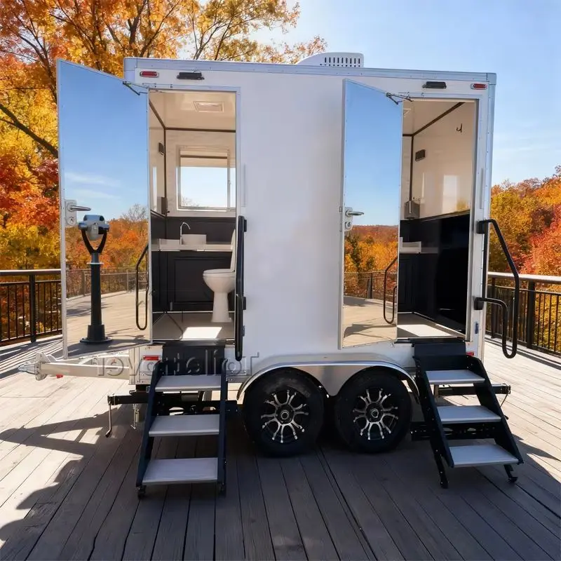 High Quality Outdoor Portable Mobile Toilet Trailer Luxury Vip Bathroom Restroom Trailer Camping Trailer with Bathroom